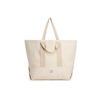 Tragetasche TOMMY JEANS "TJW TOTE EDITION CANVAS", Damen, Gr. B/H/T: 60cm x 40cm x 20cm, beige (creme), Canvas, Textil, unifarben, Taschen Tragetasche, Damen Henkeltasche, Shopper, Schultertasche mit