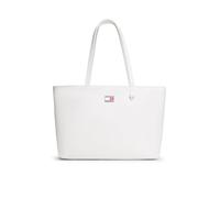 Tragetasche TOMMY JEANS "TJW VALENTINES TOTE", Damen, Gr. B/H/T: 34cm x 26cm x 13cm, ecru, Textil, Taschen, Damen Schultertasche, Shopper mit herzförmigem Anhänger (72566317-0) ecru