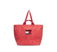 Tragetasche TOMMY JEANS "TJW WAVE FLAG MED TOTE", Gr. B/H/T: 61cm x 39cm x 27cm, coralle, Baumwolle, used, Taschen, Unisex Tragetasche, Umhängetasche, Shopper, Henkeltasche im Used-Look (90615911-0) c