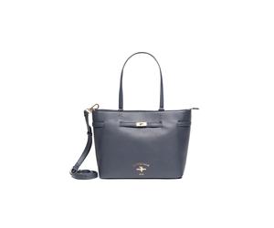 Tragetasche U.S. POLO ASSN. "STANFORD MEDIUM SHOPPING BAG SHOPPER. Damen", Damen, Gr. B/H/T: 15cm x 27cm onesize, blau (navy), Polyurethan, Taschen, Goldfarbene Designelemente und Marken-Logo (7336536