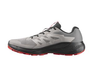 Trailrunningschuh SALOMON "ALPHAGLIDE", Herren, Gr. 43, grau (cloudburst, schwarz, fiery rot), Synthetik, Textil, Schuhe (87991122-43) cloudburst, schwarz, fiery rot