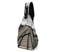 Train Track Sling Bag für Damen und Herren, Sport-Brusttasche, Reise-Bauchtasche, Crossbody-Rucksack, Zugstrecke, 38 x 20 cm, Bahnstrecke, 38x20cm