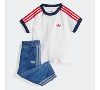 Trainingsanzug ADIDAS ORIGINALS "DENIM TEE SET", Mädchen, Gr. 62, weiß (meblde, weiß), Obermaterial: 100% Baumwolle, Sportanzüge Trainingsanzug (73719167-62) meblde, weiß