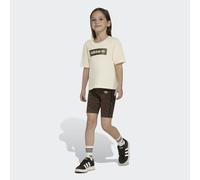 Trainingsanzug ADIDAS ORIGINALS "KURZES AOP CYCLING -SET", Jungen, Gr. 104, cream weiß, night braun, Obermaterial: 100% Baumwolle. Obermaterial Hose: 93% Baumwolle, 7% Elasthan, Sportanzüge Trainingsa