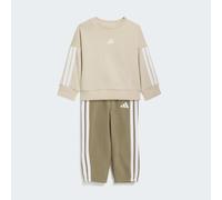 Trainingsanzug ADIDAS SPORTSWEAR "ESSENTIALS KIDS", Mädchen, Gr. 86, beige (crystal linen, weiß), Obermaterial: 70% Baumwolle, 30% Polyester, Sportanzüge Trainingsanzug (44615141-86) crystal linen, we