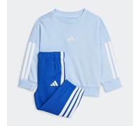 Trainingsanzug ADIDAS SPORTSWEAR "ESSENTIALS KIDS", Mädchen, Gr. 92, blau (glow blau, weiß), Obermaterial: 70% Baumwolle, 30% Polyester, Sportanzüge Trainingsanzug (23939951-92) glow blau, weiß