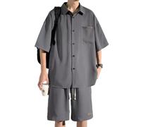 Trainingsanzug Für Herren Casual Gutaussehend Trend Kurzarm Tops Und Kurze Hosen 2-Teiliges Set Business Jogging Mode T-Shirt Regular Fit Komfortabel Atmungsaktiv Sportanzug J-Grey 3XL