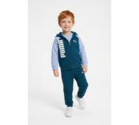 Trainingsanzug PUMA "MINICATS TEE HOODED FZ AND PANTS SET TR INF", Mädchen, Gr. 92, inky depths, Sweatware, Obermaterial: 68% Baumwolle, 32% Polyester. T-Shirt: 100% Baumwolle, bedruckt, regular fit,