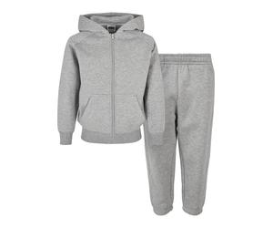 Trainingsanzug URBAN CLASSICS "Urban Classics Trainingsanzug Set - 2 Piece", Jungen, Gr. 122/128, grau, grau, 65% Baumwolle, 35% Polyester, unifarben, normal, Sportanzüge Trainingsanzug (42395055-128)