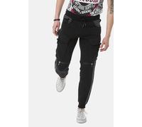 Trainingshose CIPO & BAXX "HOMEWEAR", Herren, Gr. S, US-Größen, schwarz, 70% Baumwolle, 30% Polyester, gestreift, regular fit knöchellang, Hosen Trainingshose, im sportlichen Look, CR125A (89053111-S)