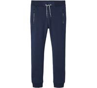 Trainingshose NAME IT "NKMHONK BRU SWE PANT NOOS", Jungen, Gr. 104, N-Gr, blau (schwarz sapphir), Web, Obermaterial: 95% Baumwolle, 5% Elasthan, unifarben, regular fit knöchellang, Hosen Trainingshose