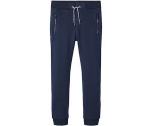 Trainingshose NAME IT "NKMHONK BRU SWE PANT NOOS", Jungen, Gr. 152, N-Gr, blau (schwarz sapphir), Web, Obermaterial: 95% Baumwolle, 5% Elasthan, unifarben, regular fit knöchellang, Hosen Trainingshose