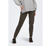 Trainingshose ONLY "ONLPOPTRASH-GOZI PANT PNT NOOS", Damen, Gr. L (40), Länge 32, walnut checks:schwarz houndstooth, Jersey, Obermaterial: 73% Polyester, 26% Viskose, 1% Elasthan, meliert, regular fit