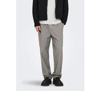 Trainingshose ONLY & SONS "ONSSINUS LOOSE 0007 COT LIN PANT NOOS", Herren, Gr. XL, N-Gr, bungee cord detail:two tone weiß, Web, Obermaterial: 75% Baumwolle, 25% Leinen, loose fit knöchellang, Hosen Tr