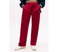 Trainingshose TOMMY JEANS "TJW ARCHIVE TRACK PANT", Damen, Gr. S (36), N-Gr, lavish cerise, Web, Obermaterial: 89% Polyester, 11% Elasthan, unifarben mit Farbeinsatz, relaxed fit knöchellang, Hosen Tr