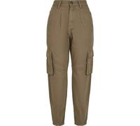 Trainingshose URBAN CLASSICS "Urban Classics Damen Ladies Ballon Fit Cargo Twill Pants", Damen, Gr. 27, Normalgrößen, braun (khaki), 100% Baumwolle, unifarben, loose fit, Hosen Trainingshose (15960318