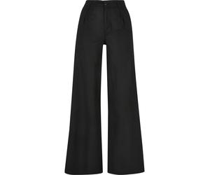 Trainingshose URBAN CLASSICS "Urban Classics Damen Ladies High Linen Mixed Wide Leg Pants", Damen, Gr. 27, Normalgrößen, schwarz, 55% Leinen, 45% Baumwolle, unifarben, loose fit, Hosen Trainingshose (