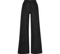 Trainingshose URBAN CLASSICS "Urban Classics Damen Ladies High Linen Mixed Wide Leg Pants", Damen, Gr. 32, Normalgrößen, schwarz, 55% Leinen, 45% Baumwolle, unifarben, loose fit, Hosen Trainingshose (