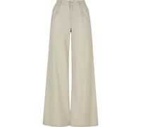Trainingshose URBAN CLASSICS "Urban Classics Damen Ladies High Linen Mixed Wide Leg Pants", Damen, Gr. 32, Normalgrößen, softseagrass, 55% Leinen, 45% Baumwolle, unifarben, loose fit, Hosen Trainingsh