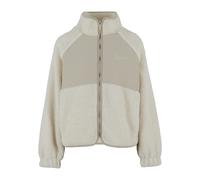 Trainingsjacke KARL KANI "Karl Kani Chest Signature Teddy Block Trackjacket", Damen, Gr. M, sanftes weiß, sand, 100% Polyester, mehrfarbig, normal, amerikanischer Ausschnitt, Jacken Trainingsjacke (36