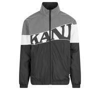 Trainingsjacke KARL KANI "Karl Kani Herren KM242-011-2 Wavy Retro Block Trackjacket", Herren, Gr. S, schwarz, weiß, 100% Polyester, mehrfarbig, loose fit, amerikanischer Ausschnitt, Jacken Trainingsja