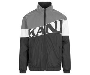 Trainingsjacke KARL KANI "Karl Kani Herren KM242-011-2 Wavy Retro Block Trackjacket", Herren, Gr. XS, schwarz, weiß, 100% Polyester, mehrfarbig, loose fit, amerikanischer Ausschnitt, Jacken Trainingsj