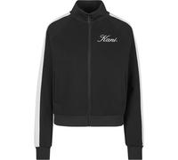 Trainingsjacke KARL KANI "Karl Kani Kani Script Sidestripe Trackjacket", Damen, Gr. S, schwarz, vanilla, 55% Polyester, 39% Baumwolle, 6% Elasthan, mehrfarbig, normal, hoch geschlossener Ausschnitt, J