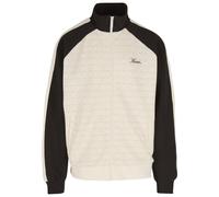 Trainingsjacke KARL KANI "Karl Kani Kani Sidestripe Aop Trackjacket", Herren, Gr. S, beige (sanftes weiß, schwarz), 100% Polyester, mehrfarbig, normal, amerikanischer Ausschnitt, Jacken Trainingsjacke