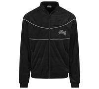 Trainingsjacke KARL KANI "Karl Kani Kani Varsity Velours Trackjacket", Herren, Gr. M, schwarz, weiß, 93% Polyester, 7% Elasthan, mehrfarbig, normal, amerikanischer Ausschnitt, Jacken Trainingsjacke (4