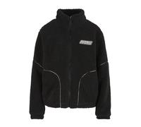 Trainingsjacke KARL KANI "Karl Kani Karl Kani Sport Patch Teddy Block Trackjacket", Damen, Gr. XXS, schwarz, lightgrau, 100% Polyester, mehrfarbig, normal, amerikanischer Ausschnitt, Jacken Trainingsj