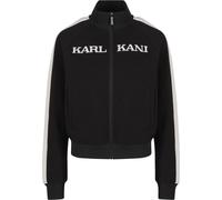 Trainingsjacke KARL KANI "Karl Kani Kk Retro Sidestripe Trackjacket", Herren, Gr. S, schwarz (schwarz, sanftes weiß), 55% Polyester, 39% Baumwolle, 6% Elasthan, mehrfarbig, normal, amerikanischer Auss