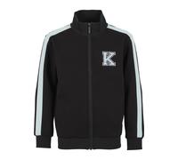 Trainingsjacke KARL KANI "Karl Kani Retro Patch Trackjacket Junior", Mädchen, Gr. 122/128, schwarz (schwarz, lightblau), 55% Polyester, 39% Baumwolle, 6% Elasthan, mehrfarbig, normal, amerikanischer A