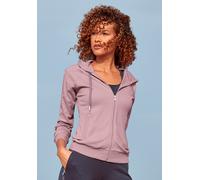 Trainingsjacke LASCANA ACTIVE, Damen, Gr. S (36/38), rosa (altrosa), Interlock, Obermaterial: 100% Baumwolle, unifarben, bequem hüftlang, Bündchen, Jacken Trainingsjacke, mit Logo Tape an den Ärmeln (