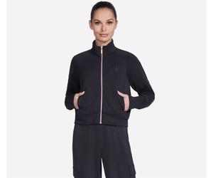 Trainingsjacke SKECHERS "SKECHLUXE ELEVATE JACKET", Damen, Gr. L (42/44), schwarz, Obermaterial: 53% Viskose, 39% Polyester, 8% Elasthan, Jacken Trainingsjacke, sportlicher Stil (43646059-L) schwarz