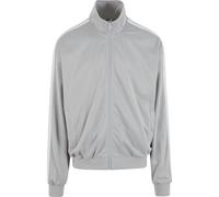 Trainingsjacke URBAN CLASSICS "Urban Classics Retro Tricot Track Jacket", Herren, Gr. M, grau (lightasphalt), 100% Polyester, gestreift, klassisch, normal, amerikanischer Ausschnitt, Langarm, Jacken (