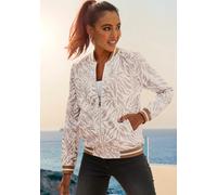 Trainingsjacke VENICE BEACH, Damen, Gr. 40/42, creme, gold, Obermaterial: 100% Polyester, figurumspielend hüftlang, Rundhals, elastischer Bund, Jacken Trainingsjacke, im Animaprint, Sportjacke, sportl
