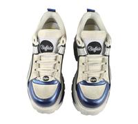 Trainingsschuh BUFFALO "Buffalo 1339-14 2.0 VNTG", Damen, Gr. 38, weiß, silber, blau, Schuhe (24887026-38) weiß, silber, blau