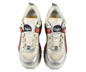 Trainingsschuh BUFFALO "Buffalo 1339-14 2.0 VNTG", Damen, Gr. 38, weiß, silber, rot, Schuhe (43115565-38) weiß, silber, rot