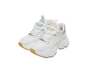 Trainingsschuh BUFFALO "Buffalo Binary C Vegan Nappa", Damen, Gr. 37, sanftes weiß, rainbow, Polyester, unifarben, Schuhe (14962265-37) sanftes weiß, rainbow