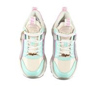 Trainingsschuh BUFFALO "Buffalo BINARY GLAM", Damen, Gr. 40, grau, aqua, pink, Polyurethan, Schuhe (32465448-40) grau, aqua, pink