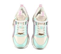 Trainingsschuh BUFFALO "Buffalo BINARY GLAM", Damen, Gr. 41, grau, aqua, pink, Polyurethan, Schuhe (32465448-41) grau, aqua, pink