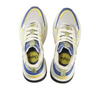 Trainingsschuh BUFFALO "Buffalo Buffalo Triplet HolLow - Vegan Nappa/Mesh", Damen, Gr. 41, bunt (blau, gelb, weiß), Kunstfaser, unifarben, Schuhe (75675823-41) blau, gelb, weiß