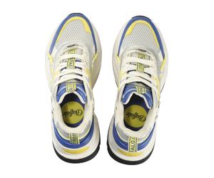 Trainingsschuh BUFFALO "Buffalo Buffalo Triplet HolLow - Vegan Nappa/Mesh", Damen, Gr. 41, bunt (blau, gelb, weiß), Kunstfaser, unifarben, Schuhe (75675823-41) blau, gelb, weiß