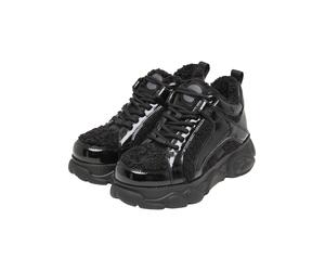 Trainingsschuh BUFFALO "Buffalo CLD CORIN WARM - VEGAN PATENT/FUR", Damen, Gr. 42, schwarz, Lederimitat, unifarben, Schuhe (61292332-42) schwarz