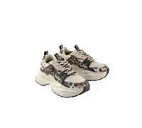 Trainingsschuh BUFFALO "Buffalo Para Vegan Nubuck/Nappa/Mesh", Damen, Gr. 39, beige, schwarz, leo, Schuhe (22788034-39) beige, schwarz, leo