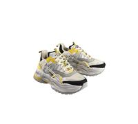 Trainingsschuh BUFFALO "Buffalo Triplet HolLow Vntg Nappa/Suede/Mesh", Damen, Gr. 38, grau, gelb, schwarz, Schuhe (77650226-38) grau, gelb, schwarz