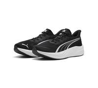 Trainingsschuh PUMA "Darter Pro 2 Laufschuhe Erwachsene", Damen, Gr. 46, schwarz-weiß (schwarz silber weiß metallic), Obermaterial: Synthetik, Textil. Futter: Textil. Innensohle: Textil. Laufsohle: Gu