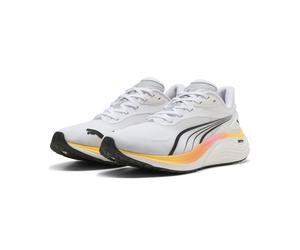 Trainingsschuh PUMA "Electrify NITRO™ 4 Laufschuhe Herren", Herren, Gr. 42.5, weiß poison pink sun stream orange, Obermaterial: Textil, Synthetik, Texile. Futter: Textil. Innensohle: Textil. Laufsohle