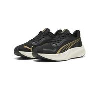 Trainingsschuh PUMA "Pounce Lite Laufschuhe Erwachsene", Damen, Gr. 44, schwarz (gold schwarz), Obermaterial: Textil, Synthetik. Futter: Textil. Innensohle: Textil. Laufsohle: Gummi, Schuhe (66853726-