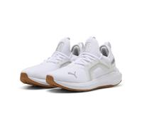 Trainingsschuh PUMA "Softride Enzo 5 Laufschuhe Damen", Damen, Gr. 40.5, weiß (weiß silber schwarz metallic), Obermaterial: Synthetik, Textil; Futter: Textil; Innensohle: Textil; Laufsohle: Gummi, Sch